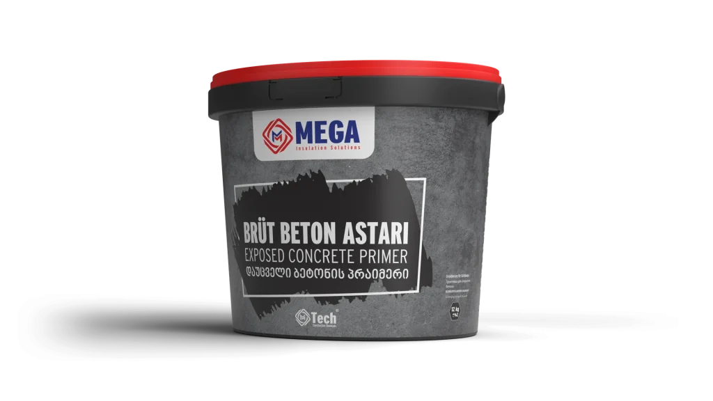 12 kg bucket of MegaTech exposed concrete primer with the Mega Insulation Solutions logo